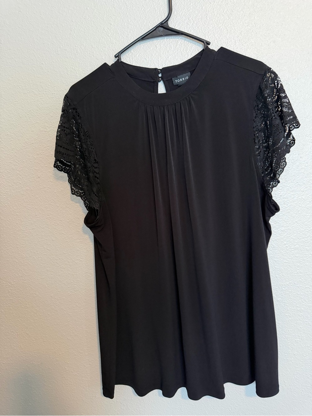 torrid Black Lace Sleeve Pleated Yoke Top